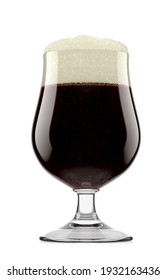 Frosty Glass Of Fresh Stout Beer With Bubble Froth Isolated On A White Background. 3D Rendering Concept Of Drinking Alcohol On Holidays, Oktoberfest Or St. Patrick's Day