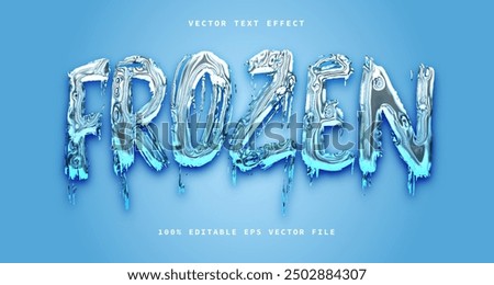 Frozen 3d text effect with gold bubble textured editable text