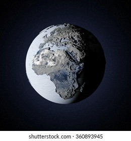 Frozen Earth Planet In Space. Global Ice Age Concept. Elements Of This Image Furnished By NASA.