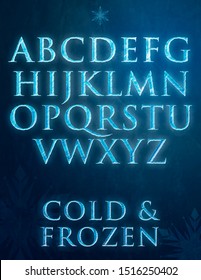 Frozen Letters With Ice Texture