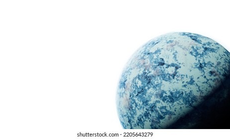 Frozen Planet Earth. Planet Covered With Ice, Isolated On A White Background. Nuclear Winter, Ice Age. 3D Render.