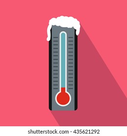 Frozen thermometer icon in flat style