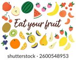 Fruit illustrative colorful isolated elements