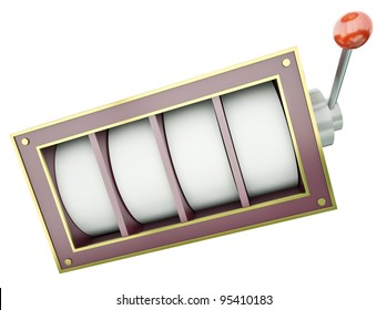 Fruit Machine With 4 Blank Reels Over White Background. 3D Render