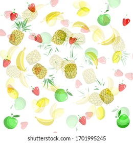 Fruit Texture Design Happy Flying Food Fight Cove Icon Colorful Background