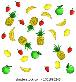 Fruit Texture Design Happy Flying Food Fight Cove Icon Colorful Background