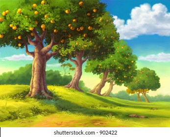 Fruit Tree on Hill
