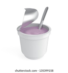 Fruit yogurt on white background