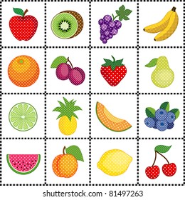 Fruits Polka Dots Gingham Check Frame Stock Illustration 81497263 ...