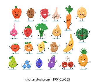 Fruits   vegetables characters  illustration