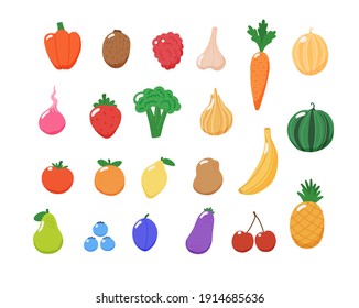 Fruits And Vegetables Collection. Illustration