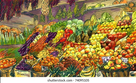 2,393 Market stall drawing Images, Stock Photos & Vectors | Shutterstock