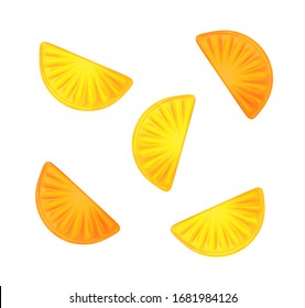 Fruity Jelly In The Tangerine Slice Mold. Soft Jelly. 3D Illustration