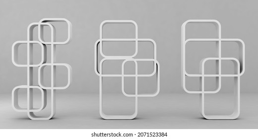 FSU Gondola End For Supermarket Product Display Shelf. 3d Illustration.