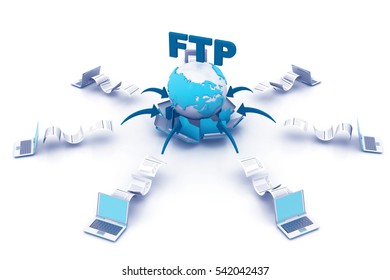 FTP file transfer. Internet technology. 3d render