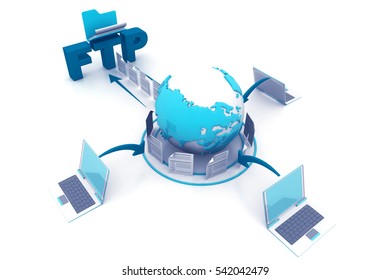 FTP file transfer. Internet technology. 3d render