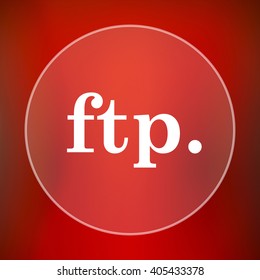 Ftp. Icon. Internet Button On Red Background.
