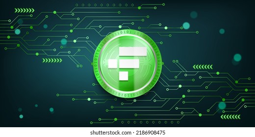 FTX Token (FTT) Crypto Metallic Coin Virtual Currency Token On Futuristic Technology 4k Wallpaper Background And Banner