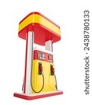 Fuel dispensing station of a gas station in isolated white background.3D illustration
