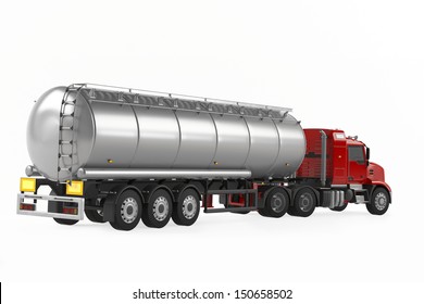 Fuel Gas Tanker Truck Back Isolated