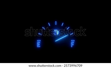 Fuel gauge with empty indication , 3d render of car dashboard. Fuel indicator icon, fuel meter dashboard, Fuel tank gauge animation.	
