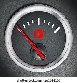 Fuel Gauge With Warning Light Indicating Empty Fuel Tank