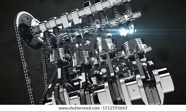 Fuel Injected V8 Engine Visual Effects Stock Illustration 1512593663