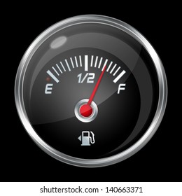 Fuel level indicator on black background