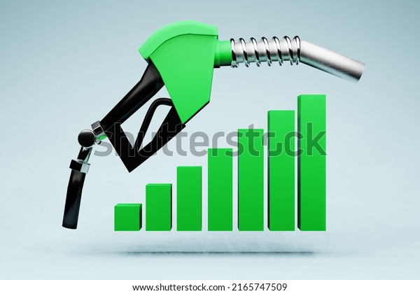 Fuel Petrol Price increases on unleaded and\
diesel. Gas Nozzle, 3D\
Illustration