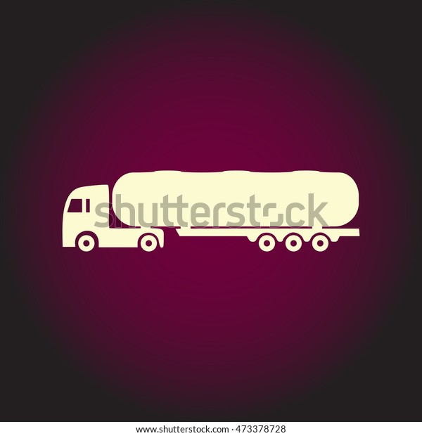 Fuel\
Truck Light icon on dark background. Flat\
pictogram