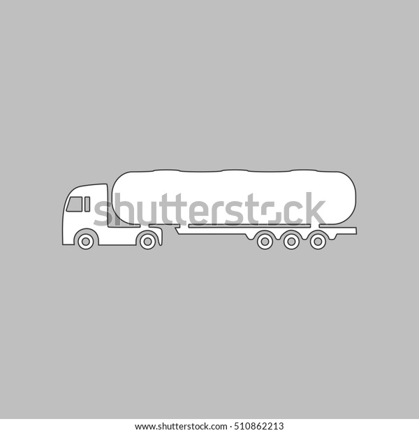 Fuel\
Truck White icon on grey background. Flat\
symbol