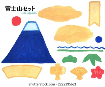 Fuji hand drawn illustration set