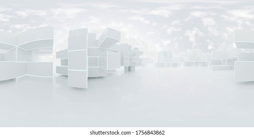 full 360 degree panorama hdr style modern futuristic design 3d rendering illustration