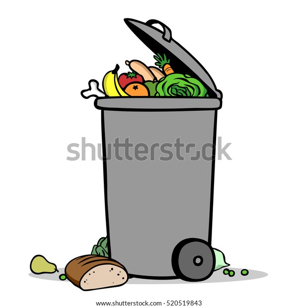 Full Bin Bio Waste Groceries Leftovers のイラスト素材