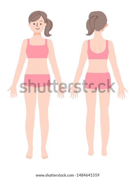Full Body Front Back Woman Underwear Stock Illustration 1484641559