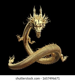 Full Body Gold Dragon Smart Pose Stock Illustration 1657496671 ...