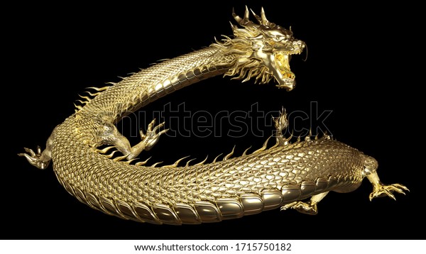 Full Body Gold Dragon Smart Pose Stock Illustration 1715750182 ...