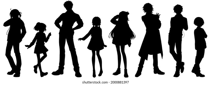 Full Body Silhouette Illustration Of Cartoon-style Character