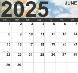 Full Calendar For June 2025