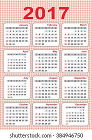 Full Calendar For Year 2017,  Monthly 