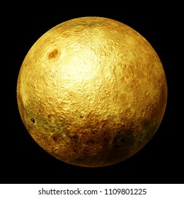 full far side of the golden Moon isolated on black background (3d space rendering, elements of this image are furnished by NASA)