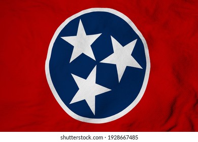 Full frame close-up on a waving flag of Tennessee (USA) in 3D rendering.