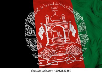 Full Frame Close-up On A Waving Afghani Flag.