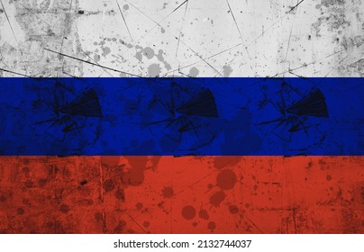 Full Frame Shot Of Russian Flag On Wall. Unaltered, Flag Of Russia, Backgrounds, Pattern, Flag, Identity, Politics And National Flag.