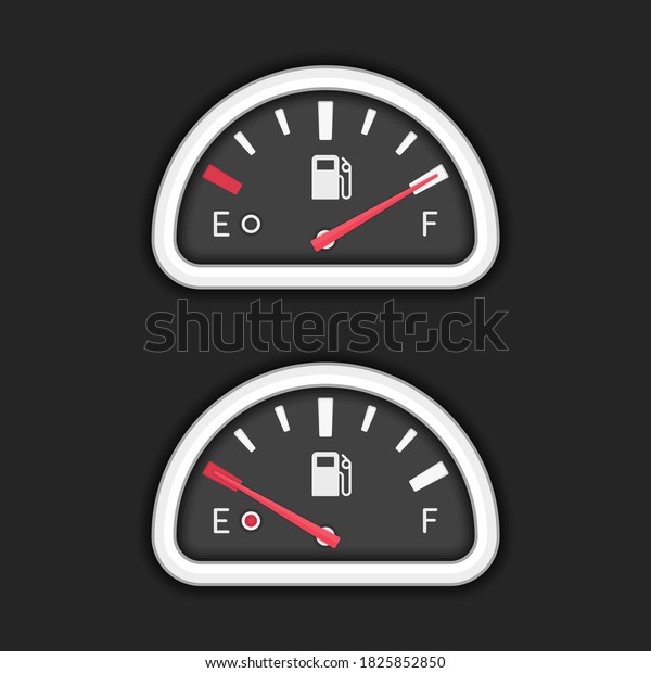 Full fuel gauge icon. Gasoline indicator in flat style.\
Full tank manometer. Fuel indicator isolated on black background.\
