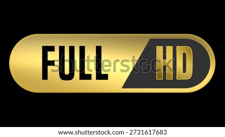 FULL HD resolution logo icon in gold color, FULL HD label illustration design, High definition badge