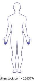 Full length back view of a standing naked man. You can use this image for fashion design and etc.