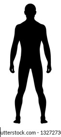Full Length Profile Standing Naked Man Stock Illustration 129355757 ...