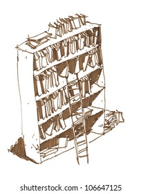 full library shelf
