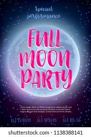 Full Moon Beach Party Flyer.  Design EPS 10